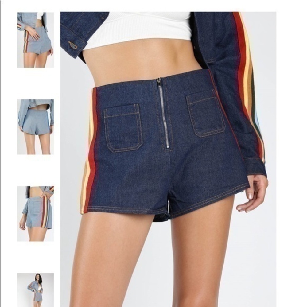 Navy blue striped shorts